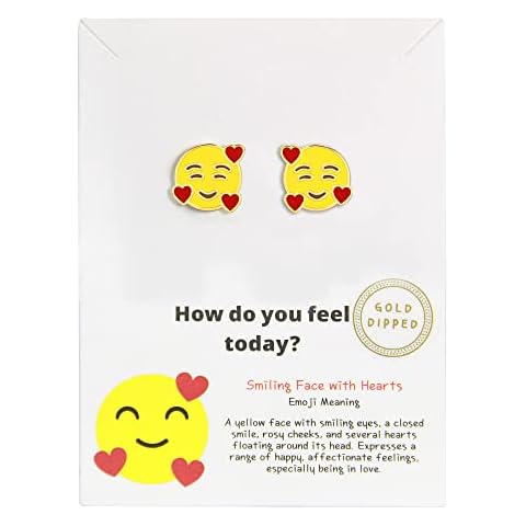 MEPLUS FASHION Smiley Face Earrings for Women Cute Round Gold Dipped Emoji Stud Earrings for Women Girls Cover