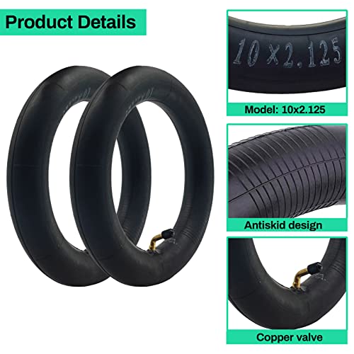 ESCKW 2-Pack 10x2.125 Inner Tube for Electric Scooter 10 Inch Scooter Inner Tube for 10 Inch 2-Wheel Self Balancing, Trike, Strollers, Bikes Replacement 10x2.125 Tube Bend Copper Valve Stem - Thumbnail 2