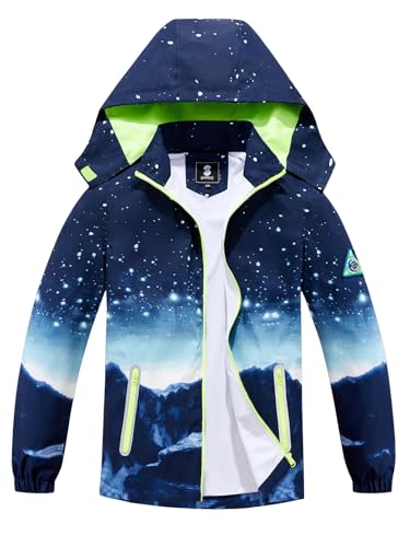 Image of SaphiRose Kids Waterproof Rain Jacket Mesh Lined with Removable Hood | Lightweight rain coat, windproof, breathable, school, camping, travel, outdoor play, boys and girls
