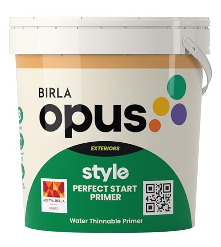 Image of Birla Opus Style Perfect Start Water Thinnable Economy Primer (1L, White Colour, Matt Finish)-Strong Adhesion & Good Opacity-Spotless Topcoat Finish-For Exterior Walls, Home, Office