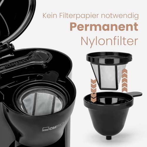 Clatronic® 1-Tassen-Kaffeeautomat | Kaffeemaschine perfekt für Singles | Filterkaffeemaschine inkl. Keramiktasse | kleine Kaffeefiltermaschine ideal für unterwegs | KA 3356 – Bild 4