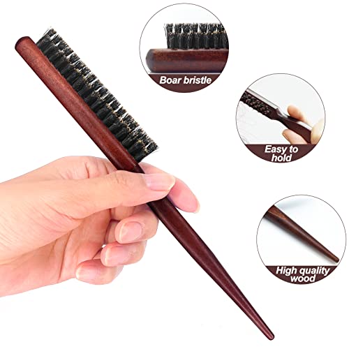 Sularpek Teasing Hair Brush Boar Bristle, Haarbürste Wildschweinborsten, Toupierbürste mit Holzgriff, Sleek bun Bürste, für Langes, Dickes, Lockiges, Welliges, Trockenes Oder Geschädigtes Haar