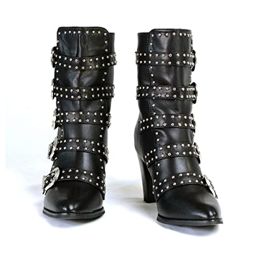 Milwaukee Leather MBL9428 Women's Black Buckle Up Fashion Boots with Studded Bling2