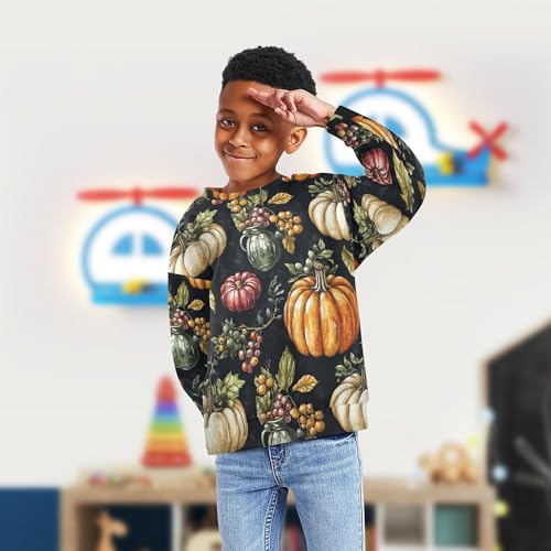 JUNZAN Autumn Pumpkins Little Kids Pullover Hoodie Fleece Sweatshirt With Hoodie Sports 4T4