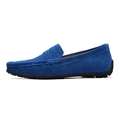Men's Penny Loafer Suede Slip on Shoes Moc Toe Anti Slip Driving Shoes(Wathet,10 M US)2
