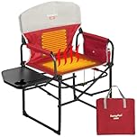 SunnyFeel Heated Camping Director's Chair, Heavy-Duty Folding Chair with Side Table & Storage Pouches, Compact for Outdoor, Patio, Backyard, Glamping, RVing, Tailgating, Sporting Events & Picnics