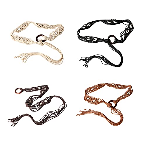 Handmade Weaving Waist Rope For Women Ladies Dress Waist Belt With Bohemian Beads Decors Fashion Female Waist Rope Weaving Wa2