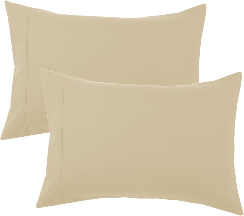 Queen Pillow Cases Set of 2, Ultra Soft Wrinkle-Free Microfiber Pillow Covers with Open-end Closure, Fade/Stain/Shrink Resistant, Machine Washable, Light Khaki, 20"x30" Queen Size