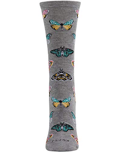 Memoi Butterfly Bamboo Blend Crew Socks Medium Gray Heather 9-11 #TOP7
