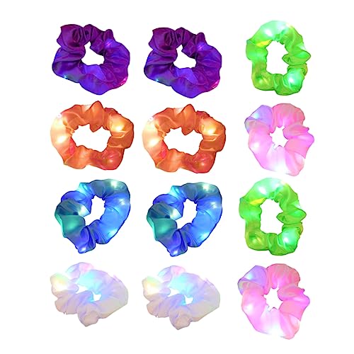 SHERCHPRY 12 Bandas Elásticas Brillantes Para El Cabello Coleteros Desenredantes Para Mujer Gomas Para El Pelo Gruesas Y Decorativas Con Luz LED Y Tela Satinada