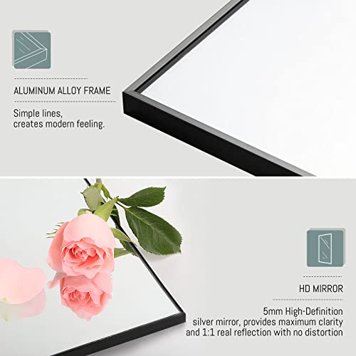 Image of NeuType 59 inchx16 inch Full Length Mirror with Standing Holder Aluminum Alloy Frame Floor Mirror Wall-Mounted Mirror for Living Room, Bedroom, Hanging or Leaning Against Wall, Black (with Stand)