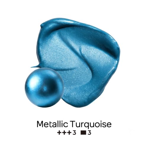 Image of Nicpro Metallic Turquoise Acrylic Paint, 8.45oz /250ml Blue Craft Paint