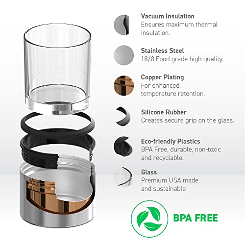 Asobu Whiskey Glass With Insulated Stainless Steel Sleeve, 10.5 Ounces (Midnight Marble) #TOP2