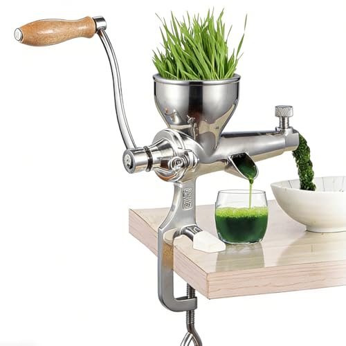 Manual Wheatgrass Juicer, Stainless Steel Portable Crank Hand Press Juicer Extractor, for Fruits & Vegetables
