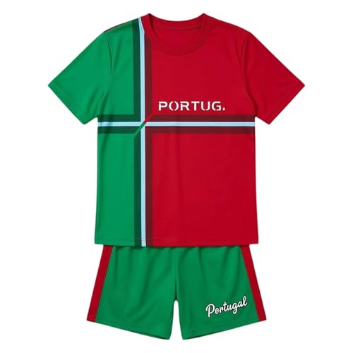 Equipacion Futbol Niño Duradero Conjunto deportivo cómodo de camiseta de manga corta y pantalones cortos para entrenamiento de fútbol juvenil infantil.