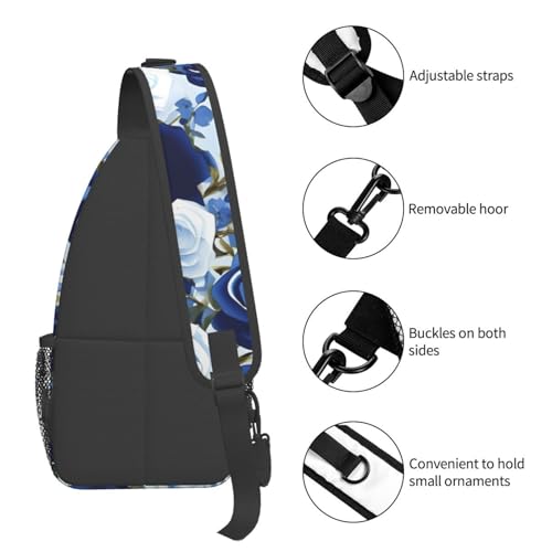 Mochila Bandolera con Estampado Floral Azul para Deportes miniatura 5