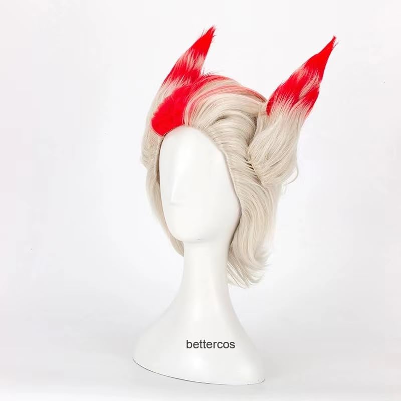 Rakan Men's Silver Mix Red Cosplay Wig Hair Role Play Halloween Christmas Costume Comic Convention Heat Resistant Synthetic Wigs+Wig Cap