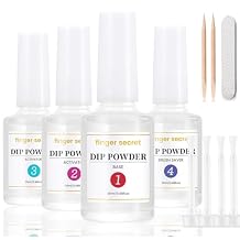 Dip Powder Gel Set 4pcs 20ml Top & Base Coat, Activator, Brush Saver, DIY Manicure, No Lamp Needed