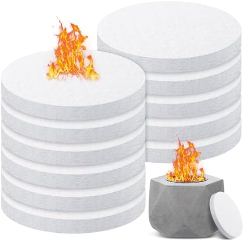 Pangda 12 Pcs Ceramic Wool Wick Tabletop Fire Pit 2.4" Bioethanol Fuel Table Top Bowl Circular to Extend Burning Time Firepit Sponge Ceramic Fiber Insulation Cotton Core for Bioethanol Rubbing Alcohol