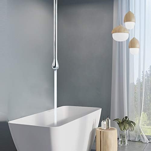 Bathroom Ceiling Faucet - Solid Brass Wall Mounted Bathtub Mixer Tap With Water Drop Spout (Chrome-B)