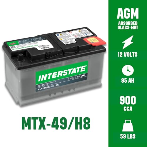 Image of Interstate Batteries Car Battery 12V 95Ah 900CCA Group H8, 49 AGM