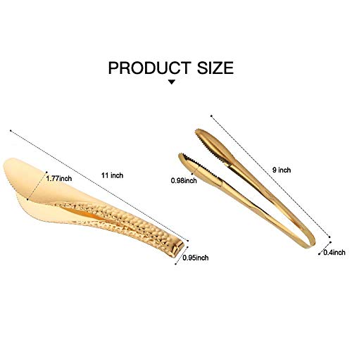 2-Pack 9 Inch Stainless Steel Gold Salad Tongs, Non-slip & Easy Grip Smart Locking Clip Handy Utensil for Cooking, Serving, Barbecue, Buffet, Salad, Ice, Oven - Image 5
