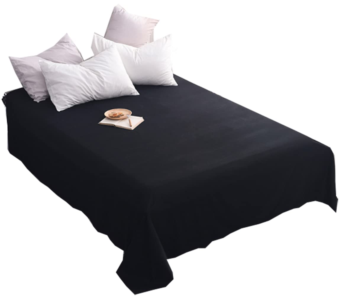 FCHJXTL Full Flat Sheet Only Extra Soft Brushed Microfiber Top Sheets, Wrinkle Free Breathable Machine Washable Easy Care (Full, Black)
