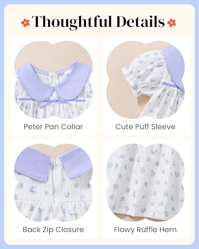 Image of Kucnuzki Baby Girl Clothes Cute Spring Summer Sun Dresses Toddler Casual Puff Sleeve Floral Dress Girls Summer Outfits