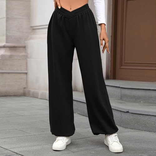 Pantalon confortable pour le quotidien coupe ample taille haute