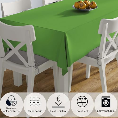 Image of HOME COLORS.IN Cotton Plain 8 Seater Table Cover - Machine Washable - Durable - Dining Table Cloth - 60 x 96 Inch - Green