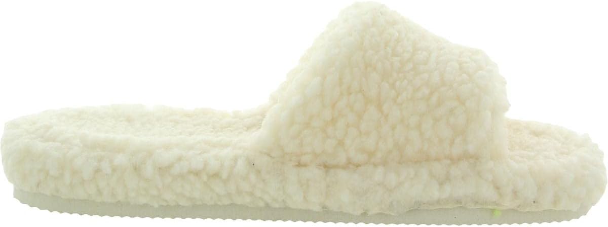 INC Womens Dinnaa Cozy Faux Fur Slide Slippers Ivory 7 Medium (B,M)