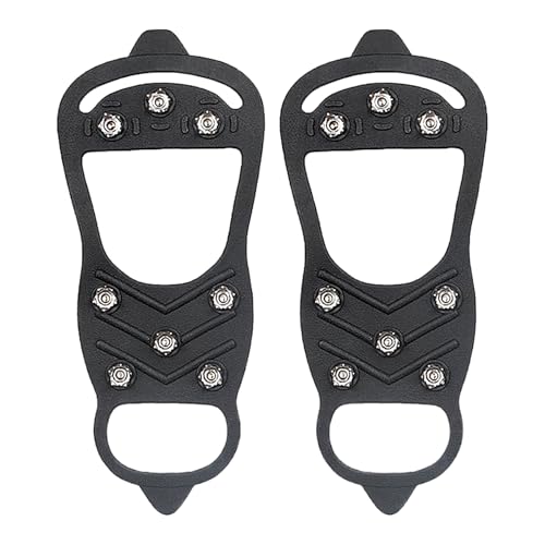Pinchos de agarre antideslizantes, 2 picos para zapatos de nieve a prueba de caídas, con 8 tachuelas, crampones antideslizantes fáciles de poner y quitar, imprescindibles para hombres y mujeres al