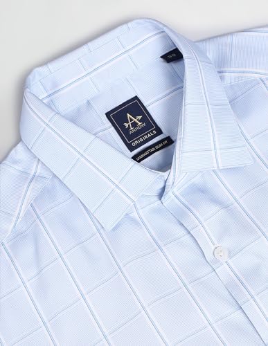 Image of Arrow Men Slim fit Cotton Checked Long Sleeves Cutaway Collar Shirt