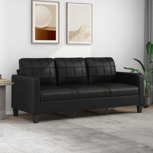 Emmtore Sofá de 3 plazas de Cuero sintético Negro 180 cm