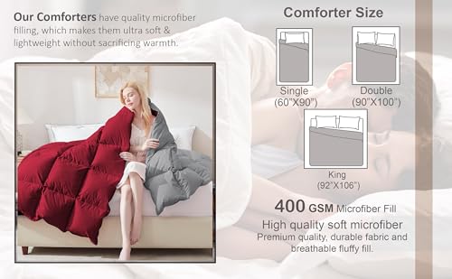 Image of PURE ECO Heavy Winter 400 GSM Comforter Single Size (60 inchX90 inch) - Soft Quality Winter Blanket Soft Microfiber Fill - Duvet /Blanket Single Size - Dark Grey Color