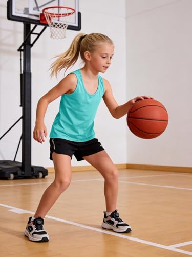 Image of Haloumoning Girls Athletic Tank Tops Racerback Sleeveless Shirts | Dry Fit Active Sports Running Yoga Shirts