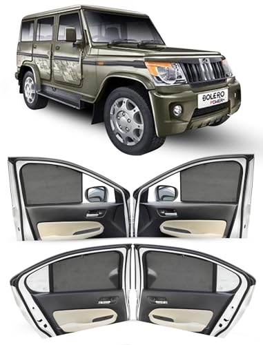Image of Autofact Car Sunshades for Mahindra Bolero (2011 to 2020), UV Protection, Useful Car Accessories, Custom fit Sun Shades for Side Windows, Set of 6