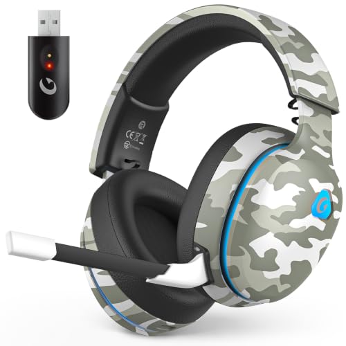 Image of AOC 2.4GHz Wireless Gaming Headset for PS5, PS4, PC, Switch, 45Hr, Camo | Bluetooth 6.0 Gaming Headphones with Noise Canceling Mic, 7.1 Virtual Surround, Great for Fortnite & Call of Duty /FPS Gamers