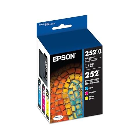 EPSON 252 DURABrite Ultra Ink High Capacity Black & Standard Color Cartridge Combo Pack (T252XL-BCS) Works with WorkForce WF-3620, WF-3640, WF-7110, WF-7610, WF-7620, WF-7710, WF-7720, WF-7210 Cover