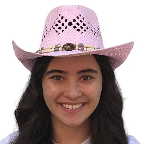 Image of SILVERFEVER Straw Cowboy Hat Cowgirl Hats Men Women Sun Hat Sombreros Vagueros Classic Western Accents Sombreros
