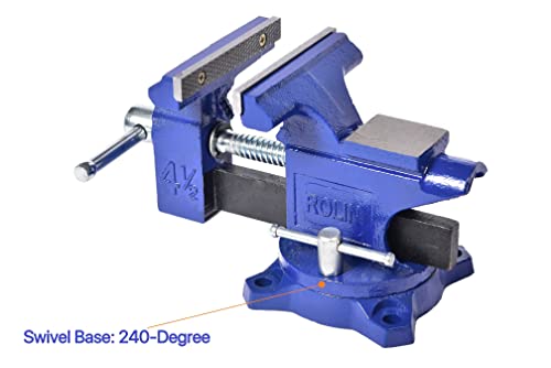 Rolin Vise Bench Vise 4-1/2 Inch With 240 Degree Swivel Base Clamp Tools Home Vises Rotation Base - Image 5