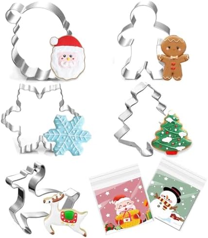6 Pcs Metal Christmas Cookie Cutter Set - Gingerbread Man, Tree, Snowflake, Candy Cane, Star & Snowman - View #7