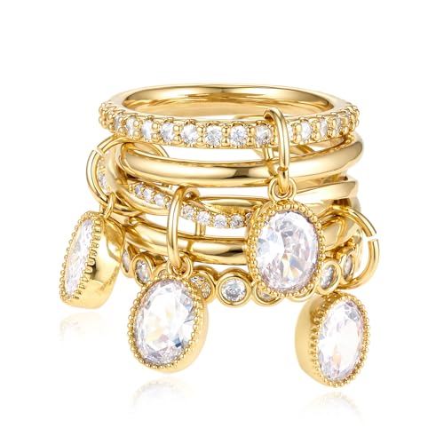 COLOYAN 14k Gold Plated Stackable Interlocking Rings for Women Non Tarnish