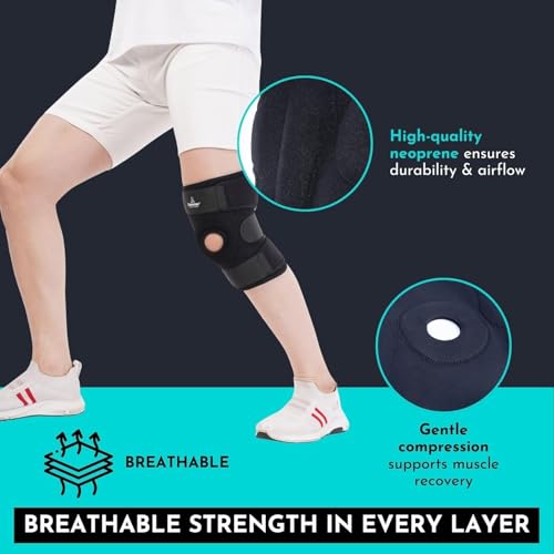 Image of CUREWRAP Adjustable NEOPRENE KNEE SUPPORT PACK OF 2 for Men & Women XXXL SIZE /Plus Size /3XL Size (22 inch 29.2 inch) | Breathable Knee Brace for Gym running badminton Sports | 10 INCH Long brace for extra support | Knee Cap Support Brace Guard Compression Sleeve for Pain Relief, Joint Stability, Injury Recovery & Arthritis