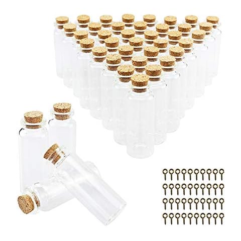 BiBiFly 40pcs 20ml Mini Glass Jars Bottles with Cork Stoppers, Clear Wish Bottles/Mini Vials Cork/Message Glass Bottle for Wedding Party Favors, DIY Arts Crafts Decoration etc Cover