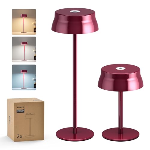 Miniatura 8 de PHILIPS - Lámpara de mesa inalámbrica, escritorio LED portátil para exterior, alimentada por batería recargable, 2 alturas ajustables, control táctil y 3 colores con atenuación continua, impermeable