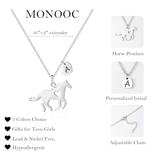 MONOOC Horse Necklace Gifts for Girls Heart Initial S Necklace Horse Jewelry Necklaces Kids Birthday Gifts for 6 7 8 9 10 11 12 13 14 Year Old Girls 14K-Gold-Plated - image 9