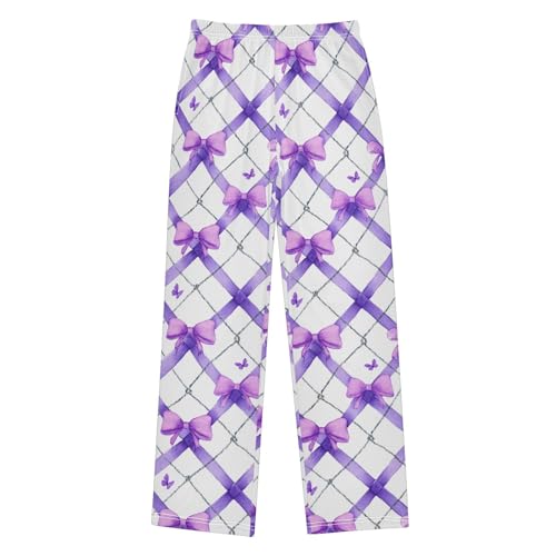 Pajama Bottoms, Watercolor Ribbon Bow Pajamas Pant Sleep Long Pants Lounge Wear Sleepwear Soft Pjs