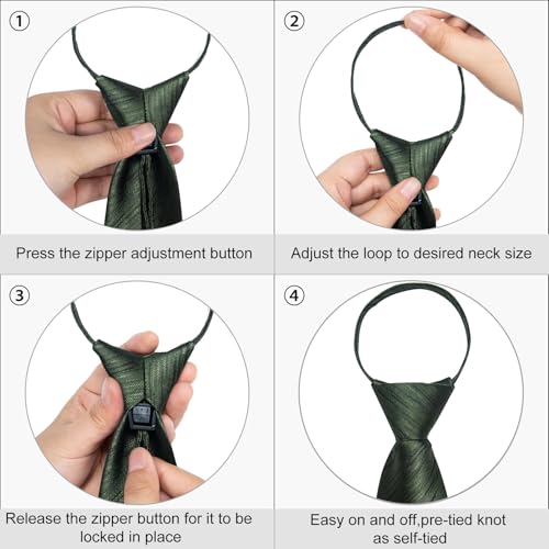 Image of DiBanGu Mens Zipper Tie Silk Pre-Tied Necktie with Gift Box
