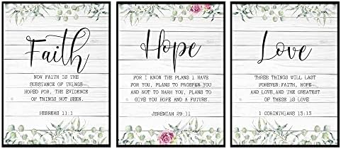BIBLSPACE Christian Wall Art Bible Verses Quotes Wall Decor 3 Piece Canvas Wall Art Religious Wall Art Christian Home Decor Inspirational Quotes Wall Canvas Art for Living Room 16x20 Inch Unframed
